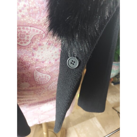 Pamela Dennis Private Client Women's Black Jacket Faux Fur Collar Fitted Sz 12 - Picture 10 of 13